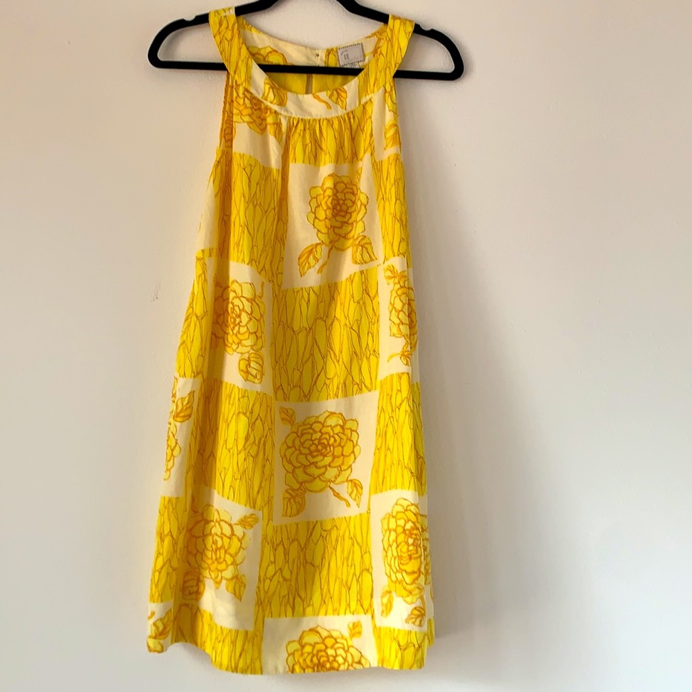 Anthropologie postmark yellow silk dress